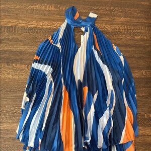 Anthro pleated halter swing dress